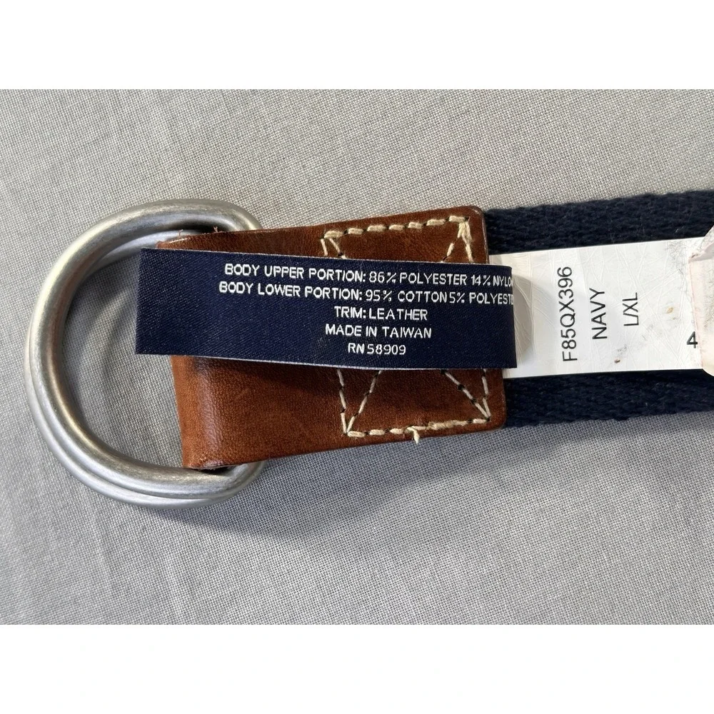 Cremieux Twill Weave Navy Blue Belt Featuring Footballs Double Ring Buckle